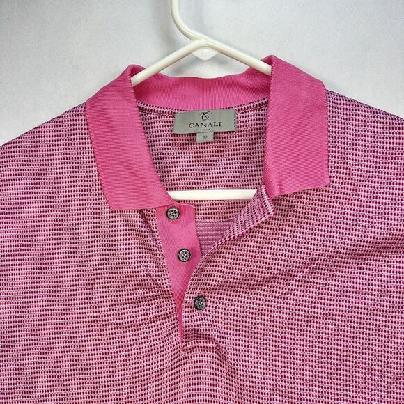 CANALI 1934 Geometric Polo Shirt Mens 50 Small Short Sleeve Italy Mauve Purple - Picture 6 of 11